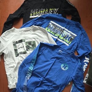 Hurley Kids Long Sleeve Tees - Black, Blue, White